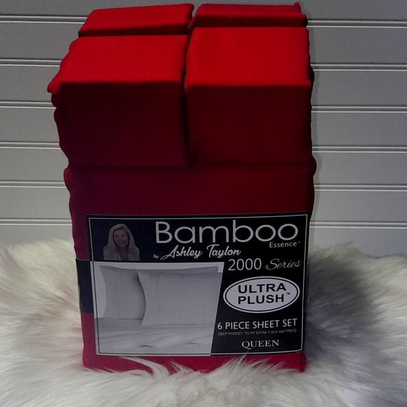 Bamboo Essence Queen Red 6 Piece Sheet Set - Picture 3 of 10